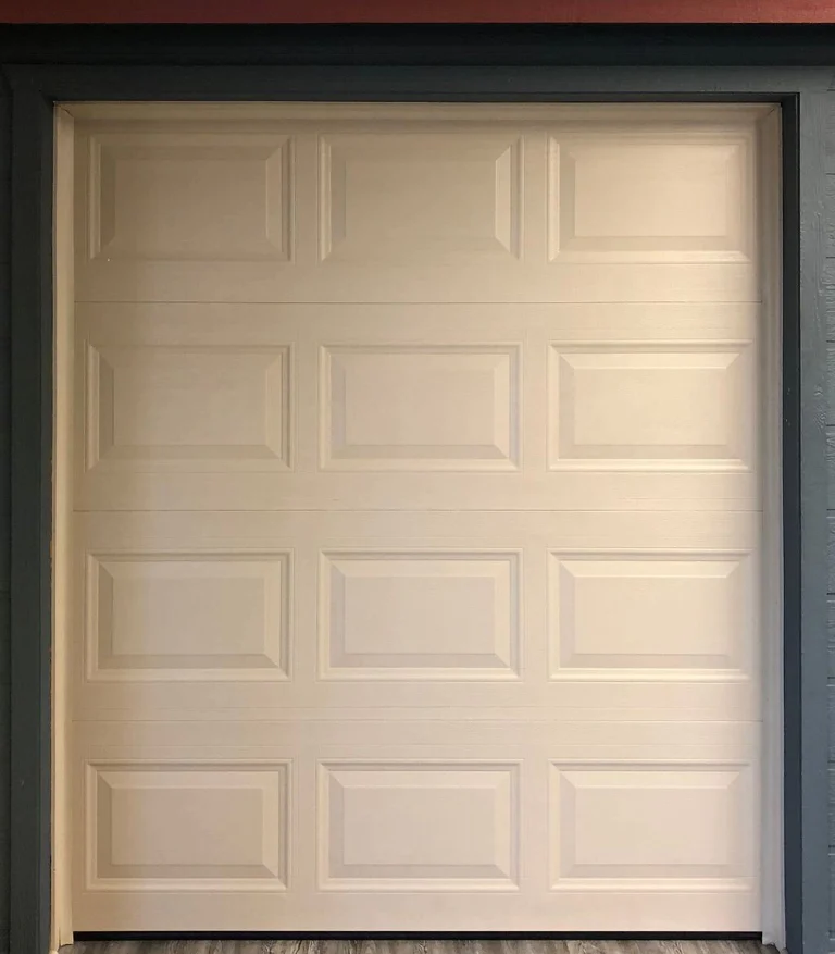 Almond short panel garage door