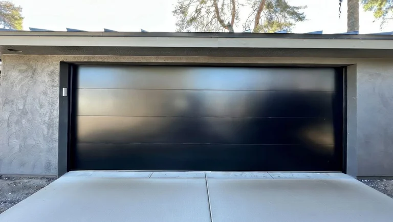 Black flush panel Hormann modern tech garage door