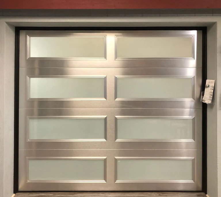 Double Stacked Glass Garage Door With Frosted Windows