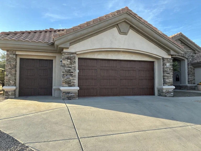 Walnut Long Panel Bead Board Garage Door
