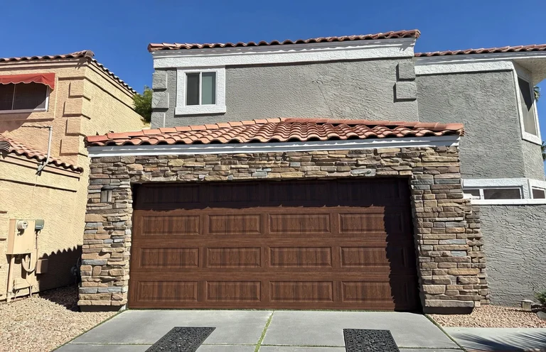 Walnut Long Panel Garage Door