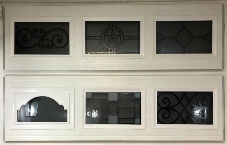 White Short Panel Garage Door Decorative Glass